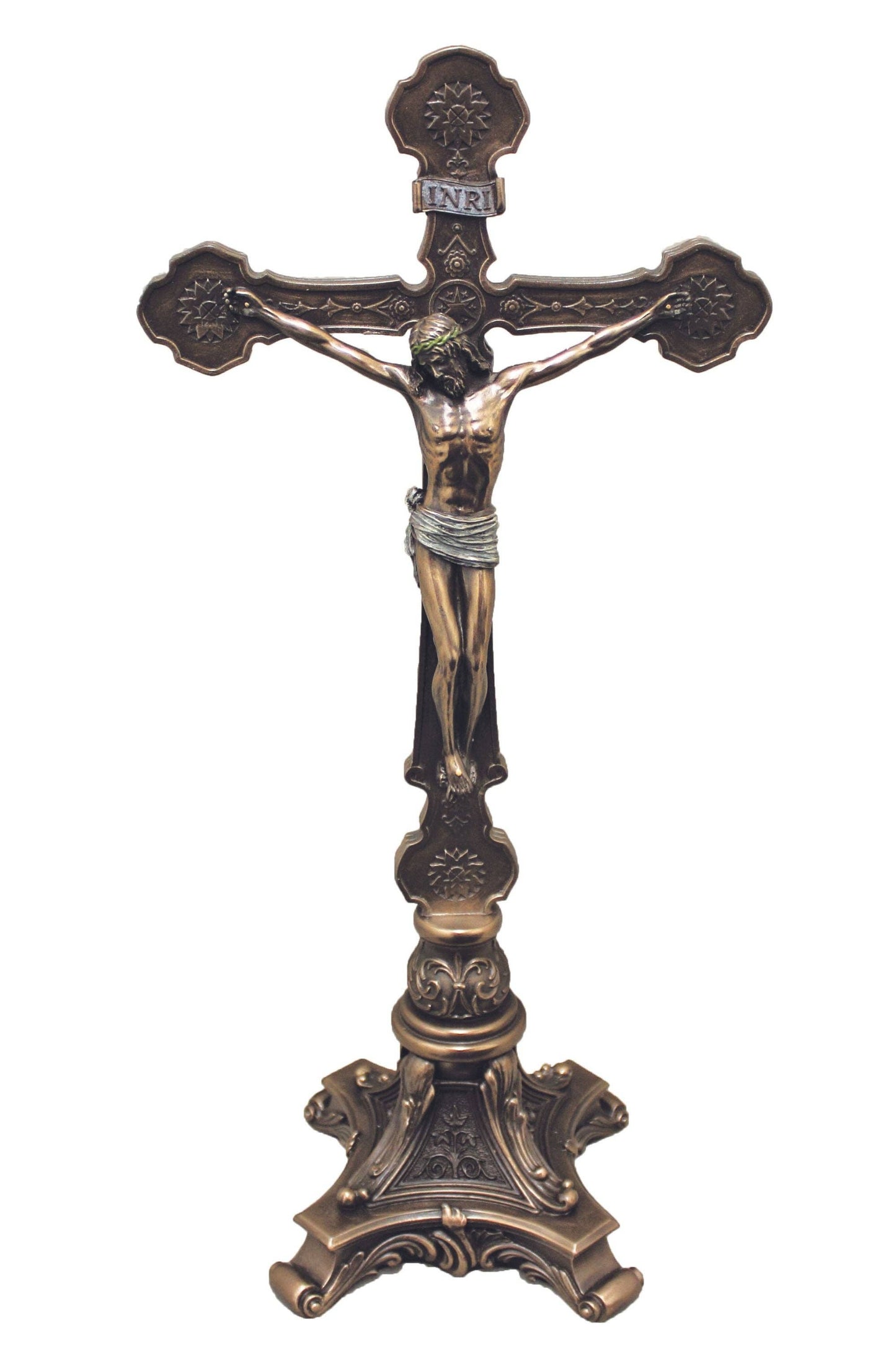Ornate Standing Crucifix in Cold Cast Bronze 35