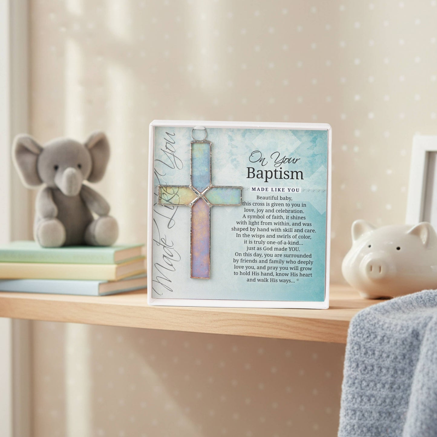Baby Baptism Clear Stained Glass Cross