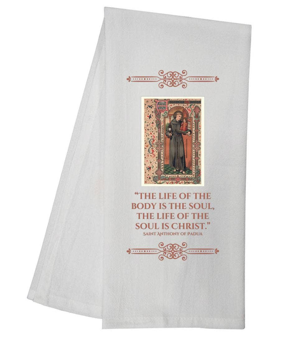 Saint Anthony Of Padua Tea Towel Catholic Gift 6770 SLTT1056