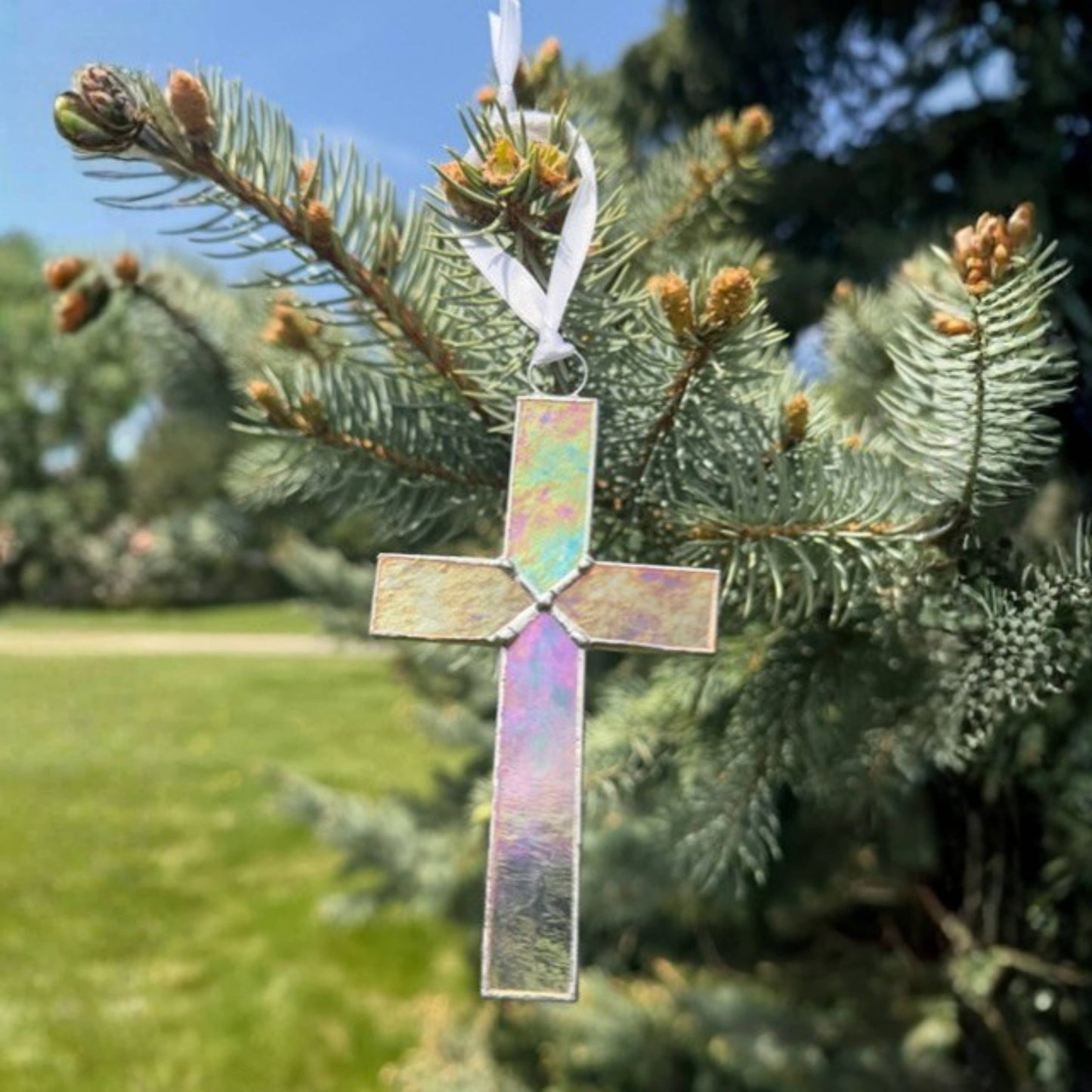 Baby Baptism Clear Stained Glass Cross