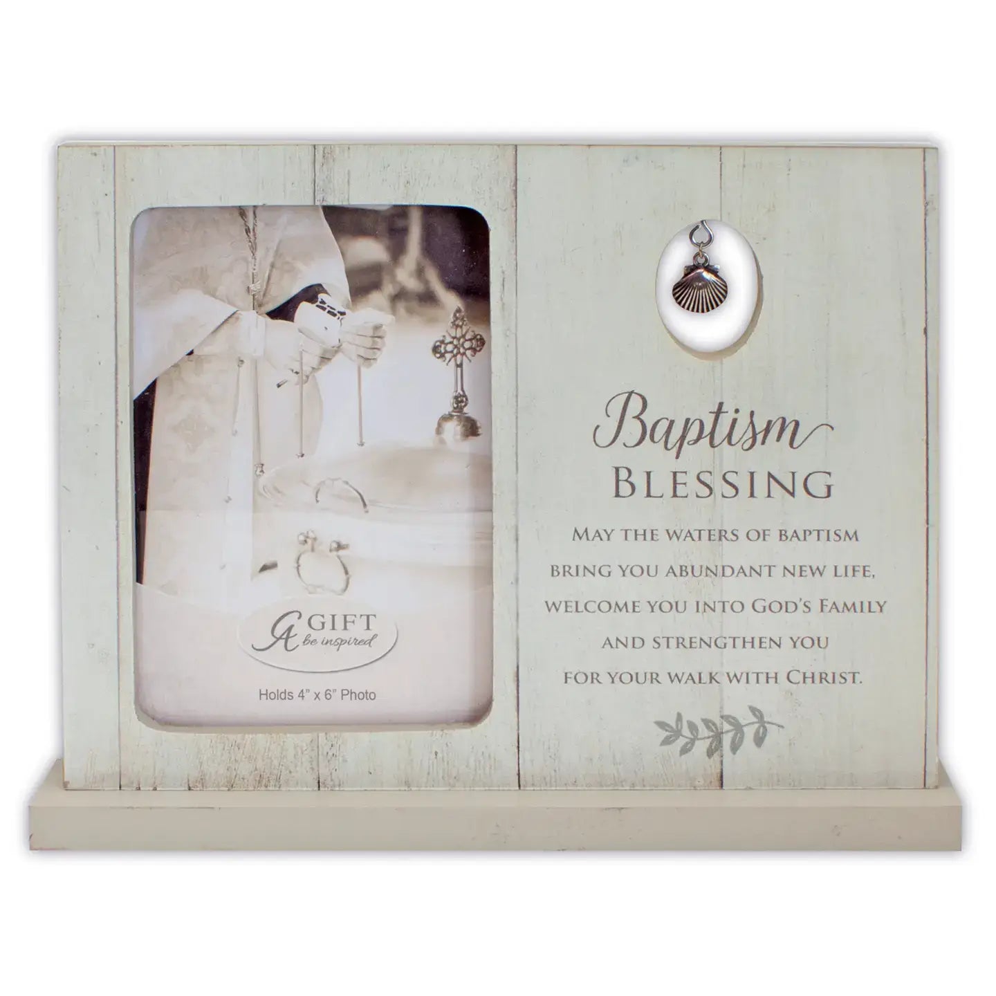 Baptism Blessings Shell Charm Picture Frame