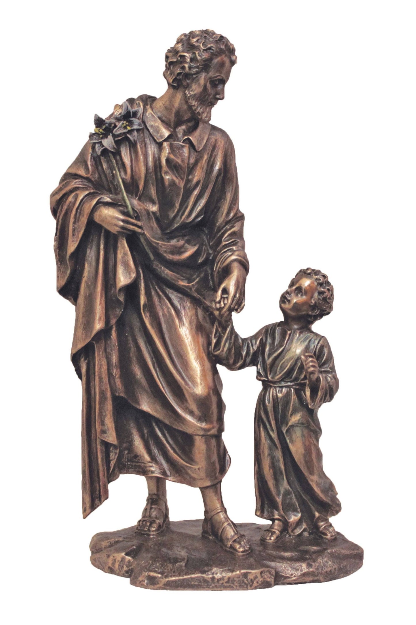 St. Joseph & Child Statue in Cold Cast Bronze 9"