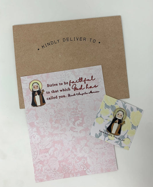 Set of 8 Assorted Saint Note Cards with Stickers and Envelopes. 8 Flat Saint Card Set