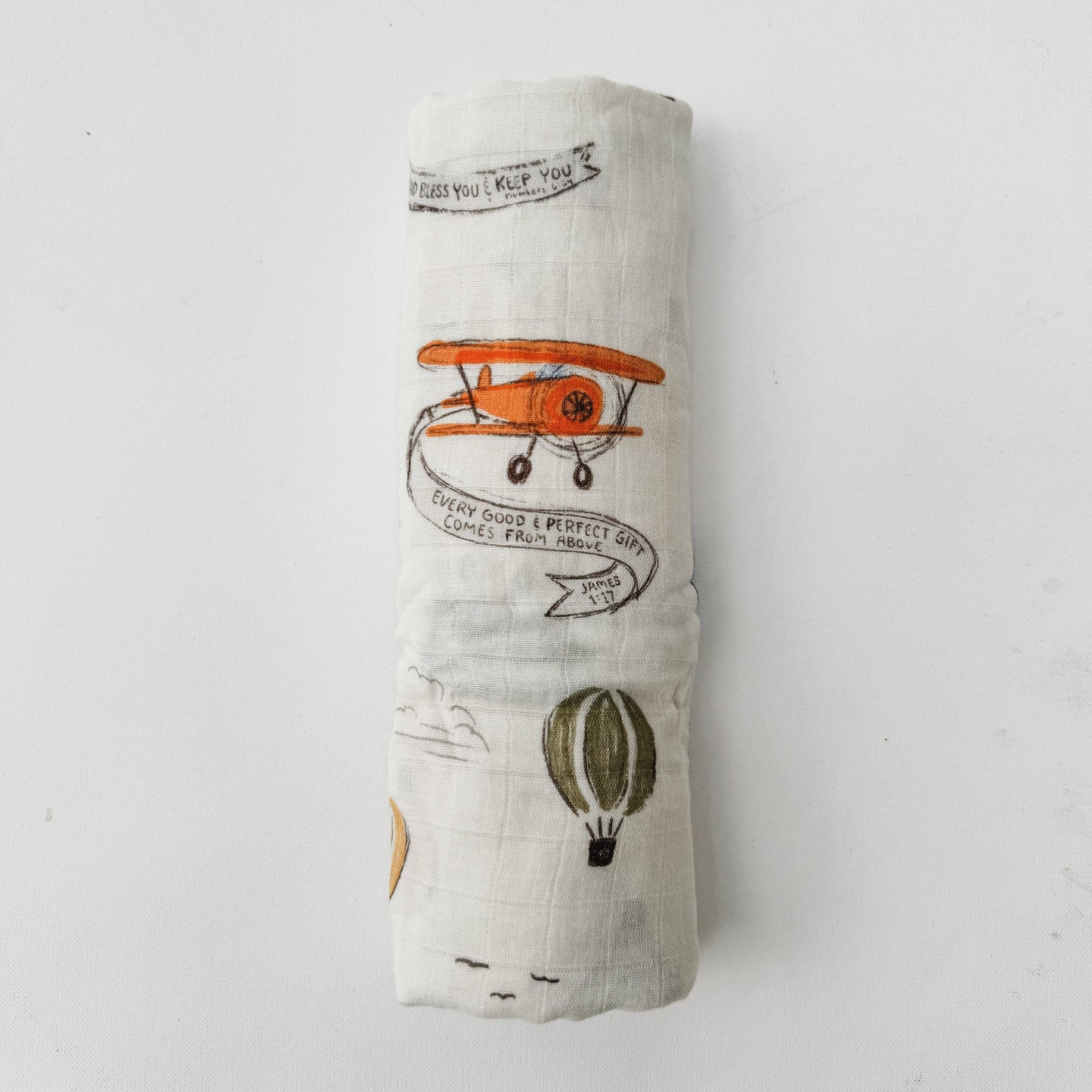 Scripture Planes Muslin Blanket Swaddle