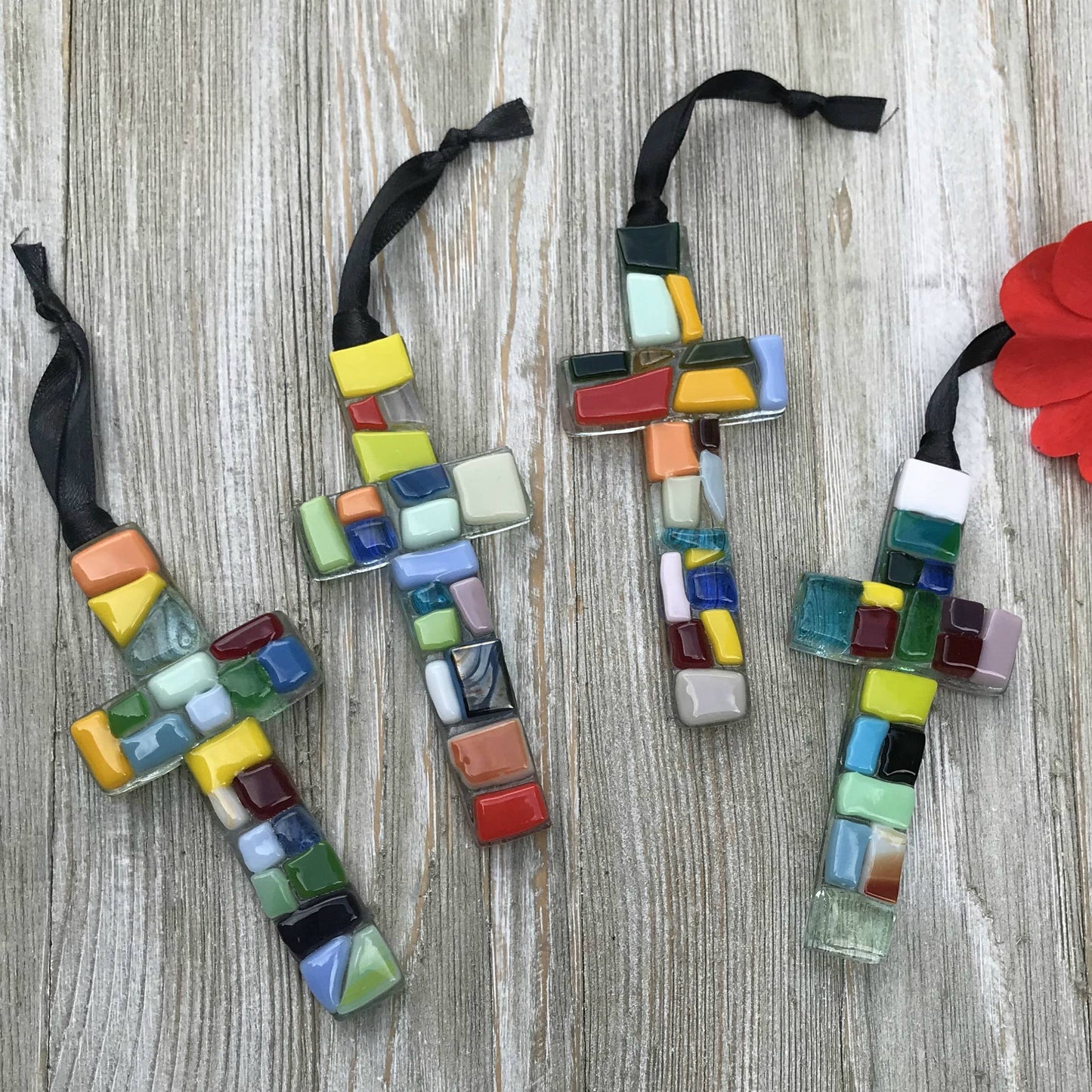 First Communion Gift Cross: Handmade Glass 4466