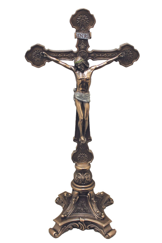 Ornate Standing Crucifix in Cold Cast Bronze 35