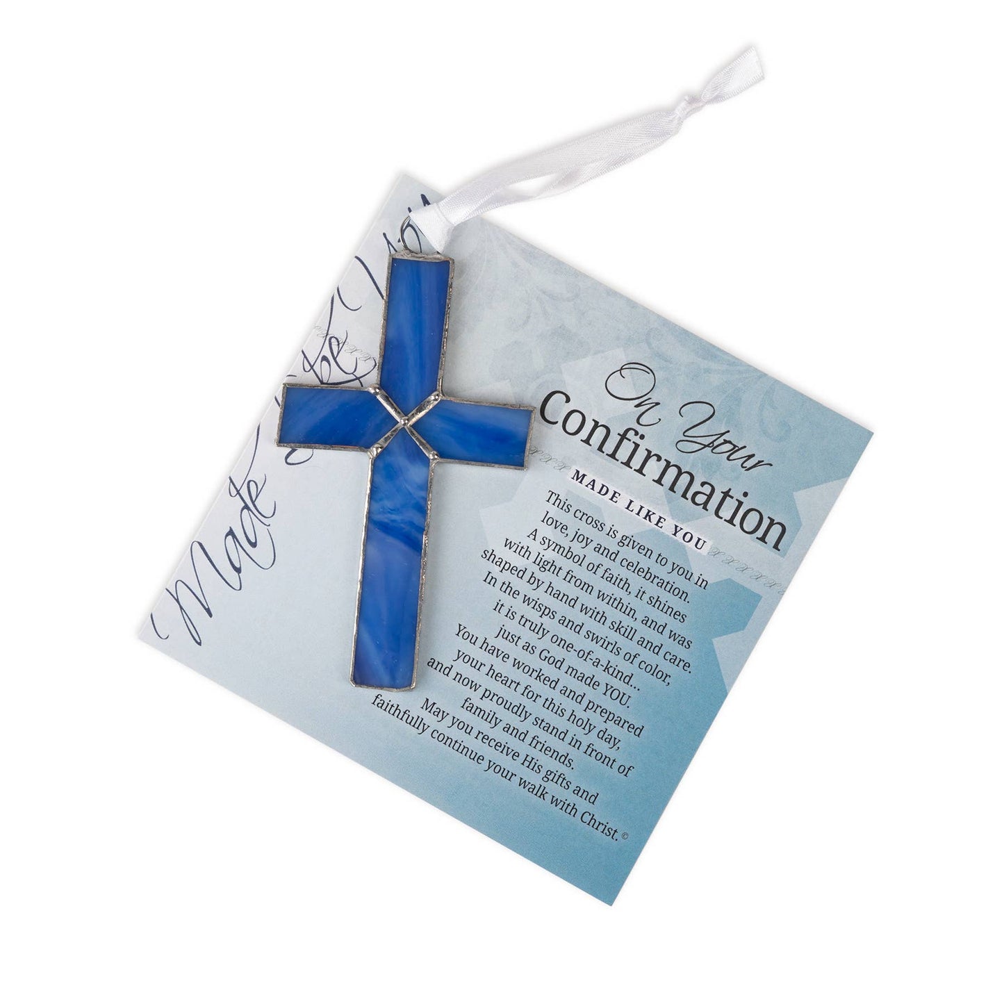 Confirmation Gift: Navy Blue Stained Glass Cross