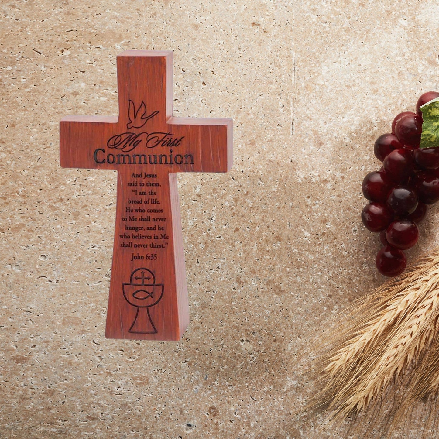First Communion John 6:35 Tabletop Cross