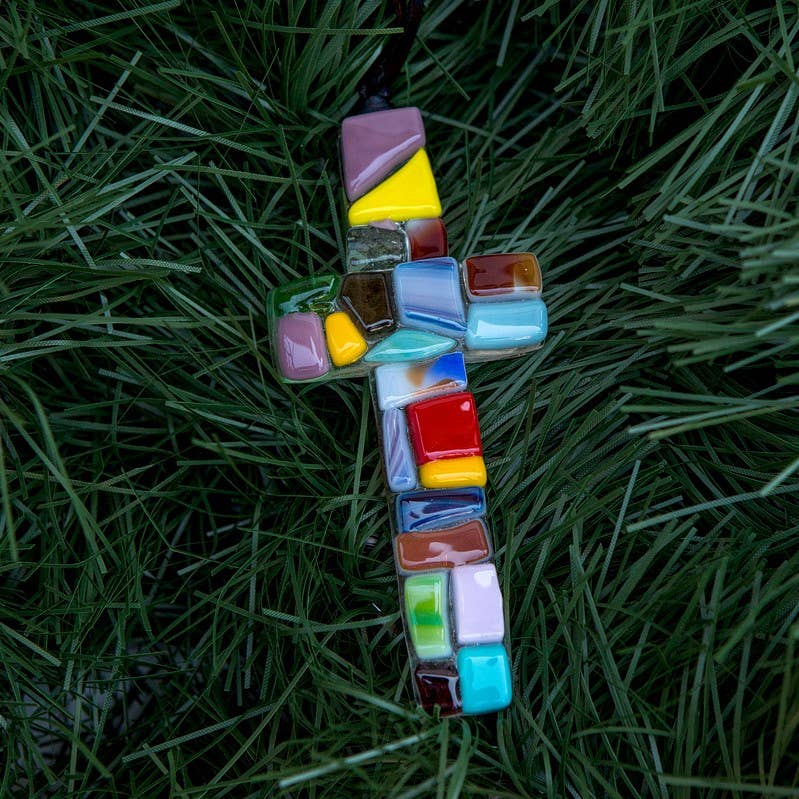 First Communion Gift Cross: Handmade Glass 4466