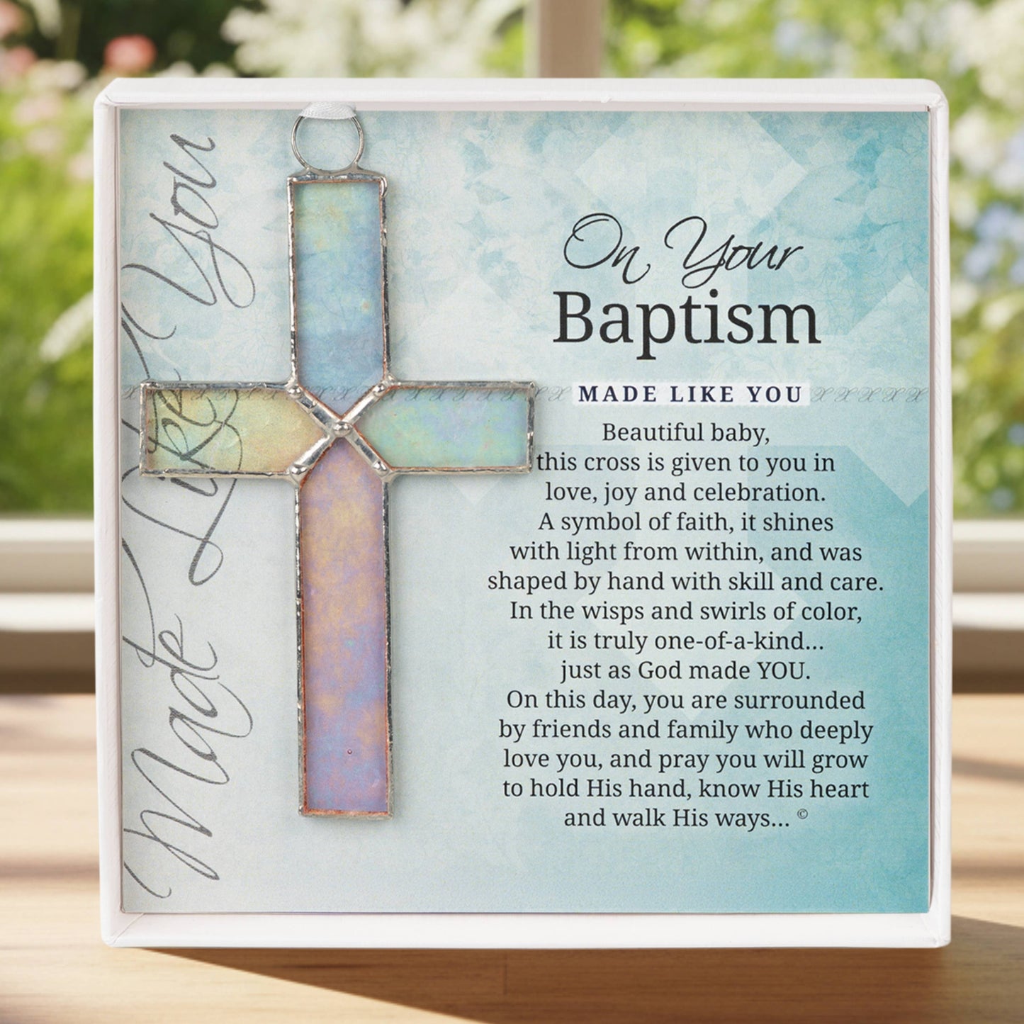 Baby Baptism Clear Stained Glass Cross