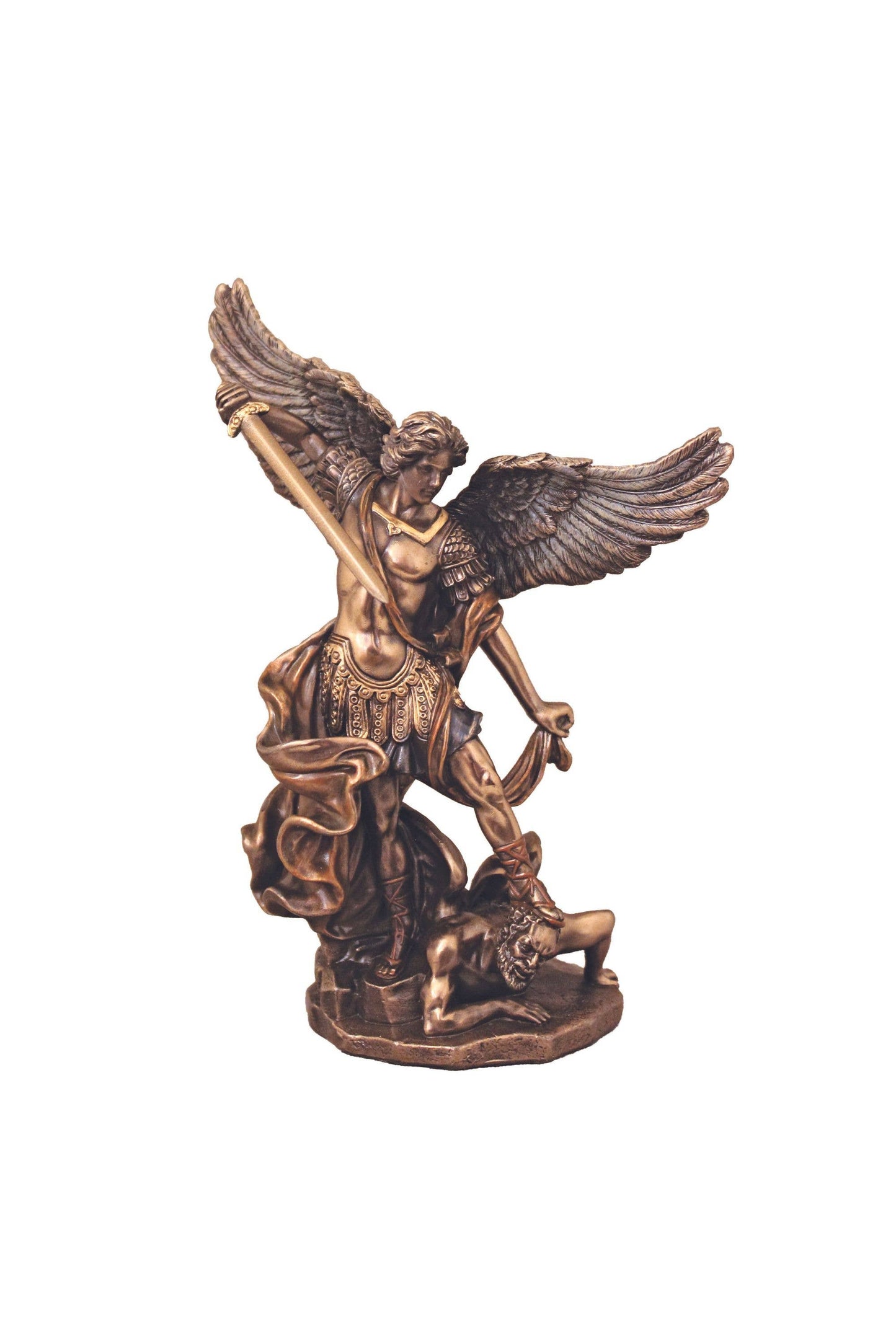 St. Michael Statue in Cold Cast Bronze (Veronese) 6"