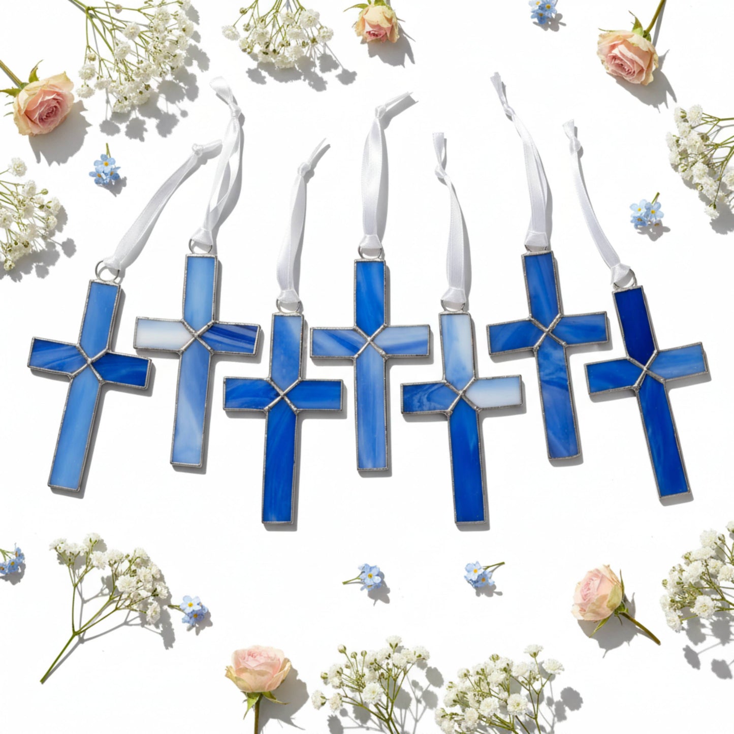 Confirmation Gift: Navy Blue Stained Glass Cross