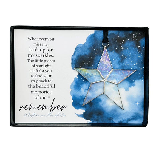 Written in Stars Remembered Memorial Gift  Glass Star