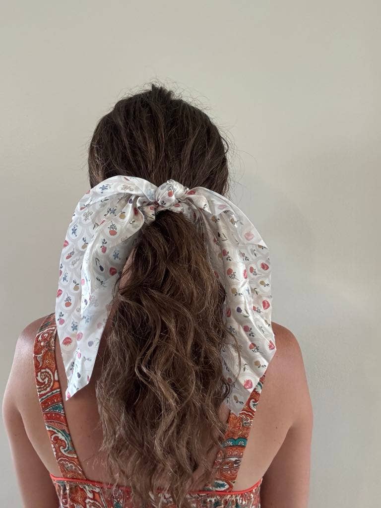 Catholic Satin Hanging Scrunchie - Mary's Sacred Garden Collection