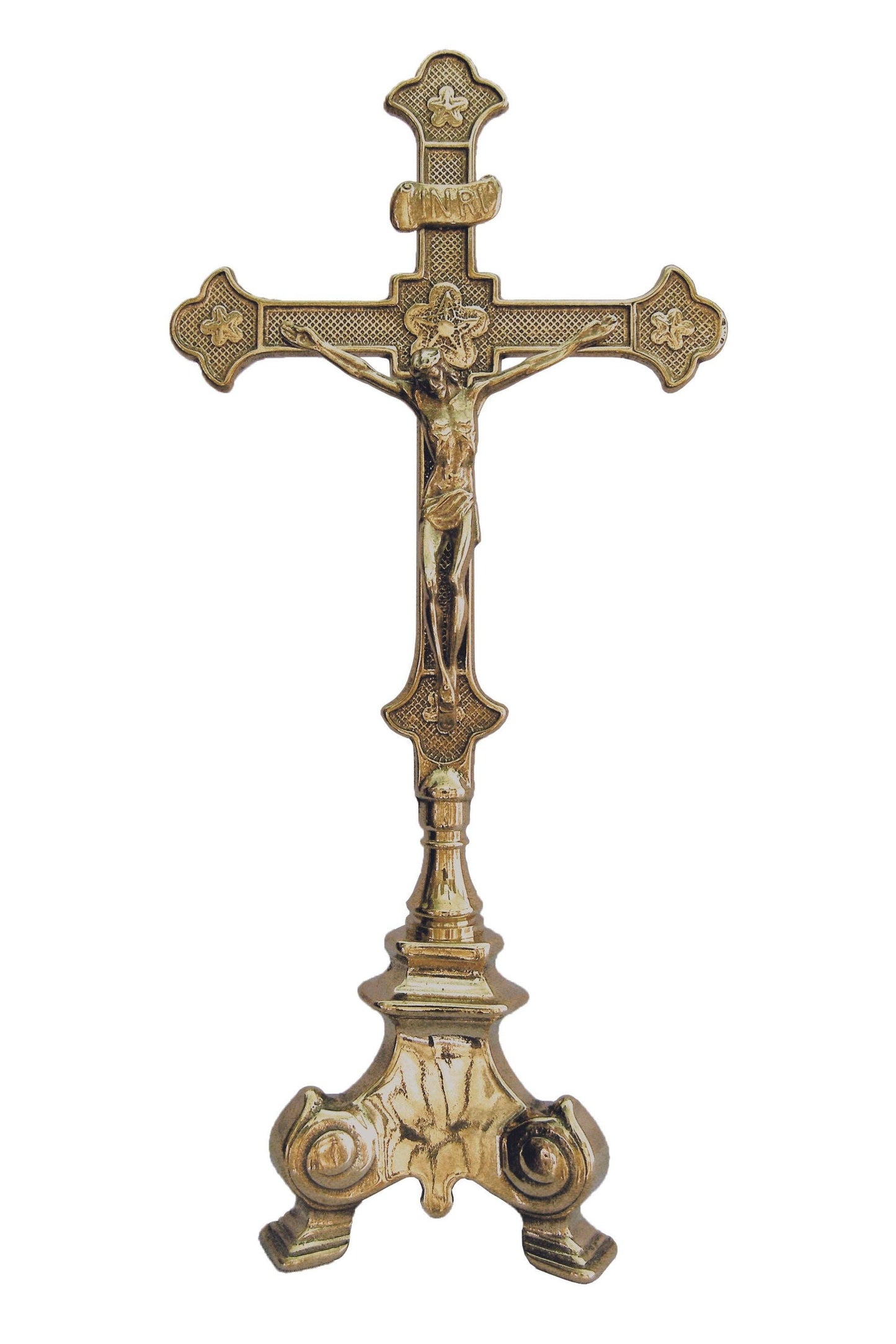 Standing Crucifix in Shiny Brass 33