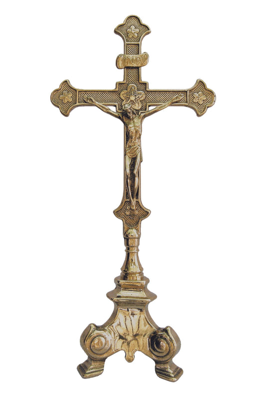 Standing Crucifix in Shiny Brass 33