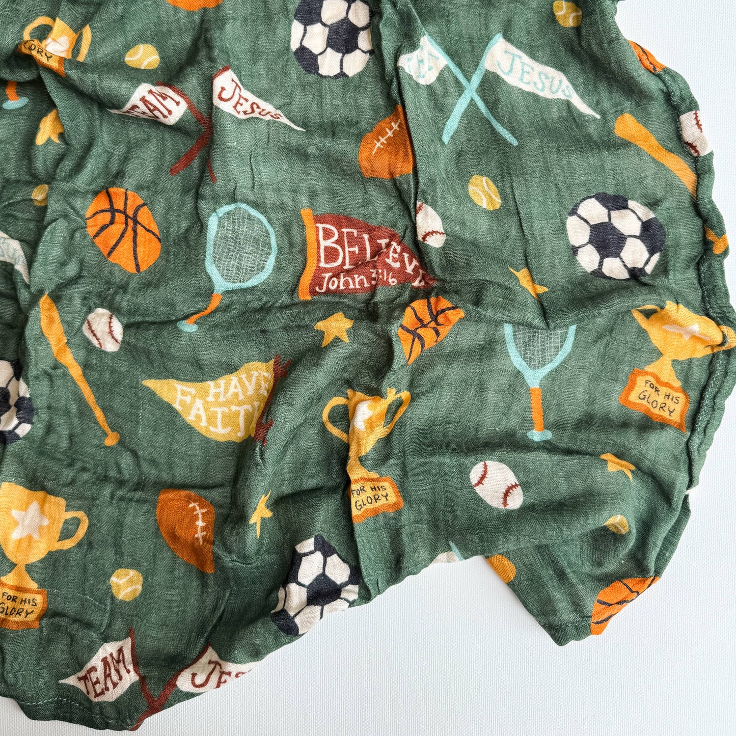 Team Jesus Sports Baby Muslin Blanket Swaddle