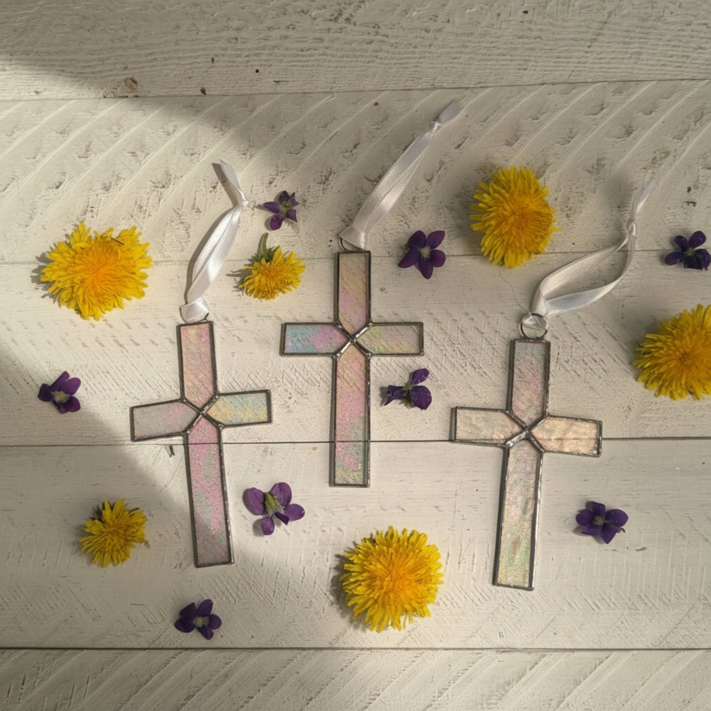 Baby Baptism Clear Stained Glass Cross