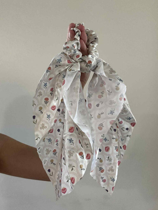 Catholic Satin Hanging Scrunchie - Mary's Sacred Garden Collection