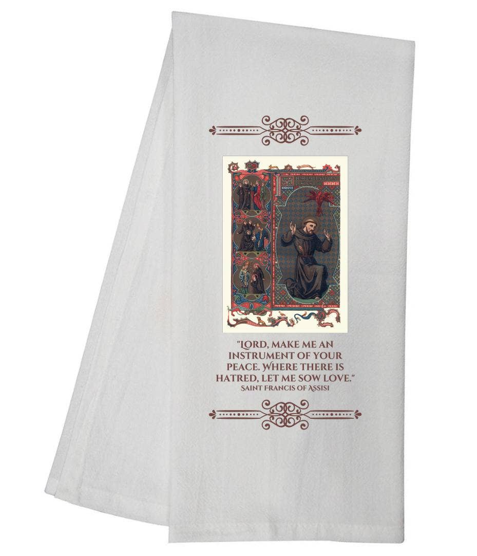 Saint Francis Assisi Tea Towel Christian Gift 6771 SLTT1057
