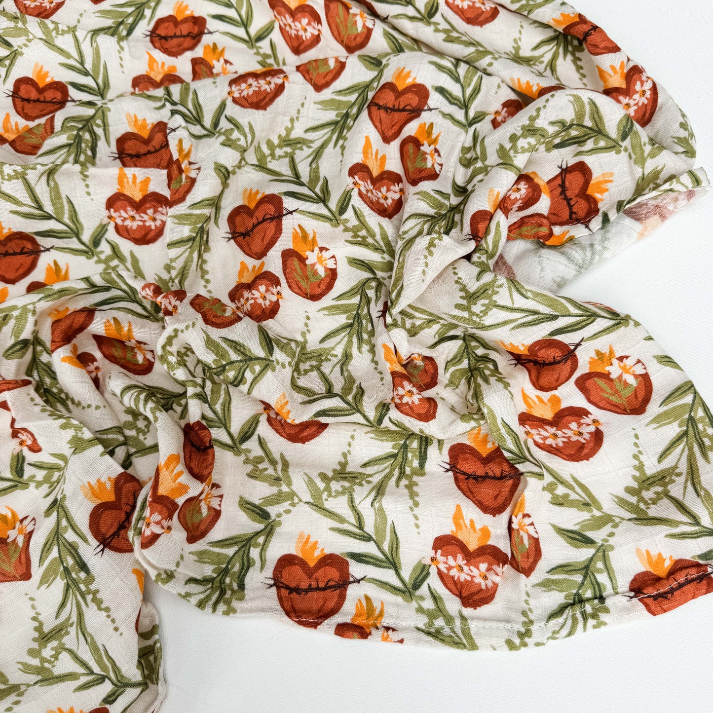 Holy Family Hearts Muslin Blanket Swaddle