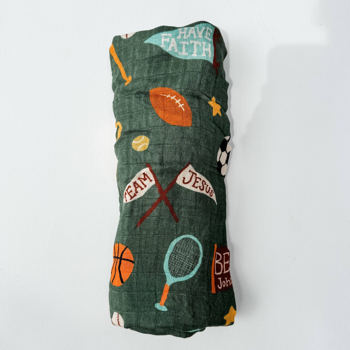 Team Jesus Sports Baby Muslin Blanket Swaddle